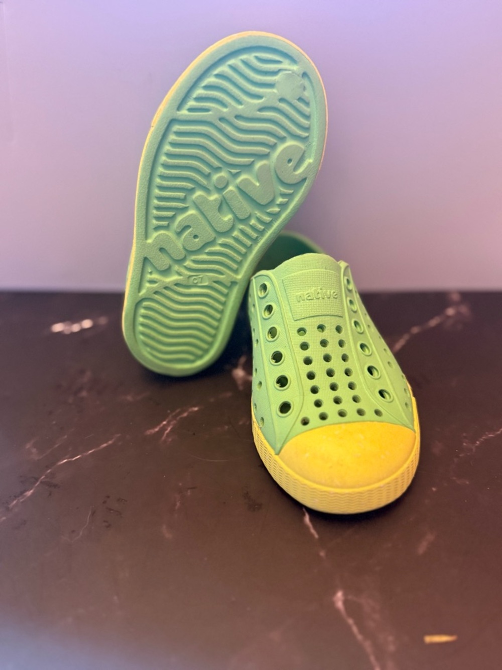 Native Jefferson Kids Slip-On Shoe - Green & Yellow